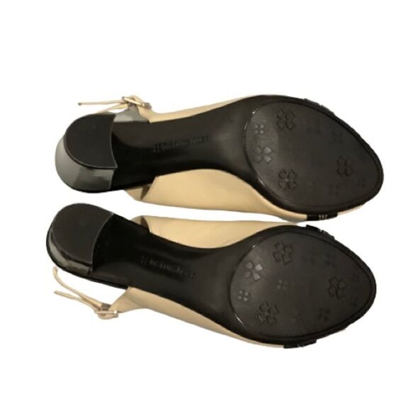 NATURALIZER PEEP TOE SLINGBACK BLACK AND CREAM LEATHER HEELS SIZE 9 NWOT‎ - Picture 9 of 9